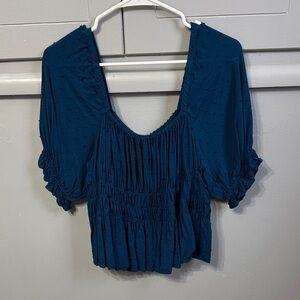 Nine Britton Teal Ruched Blouse